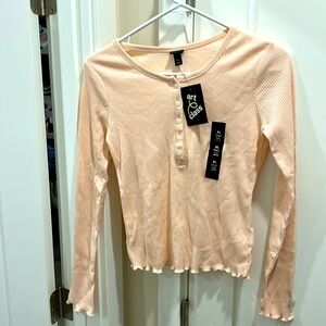 NWT blush colored girls size 14 long sleeve henley top